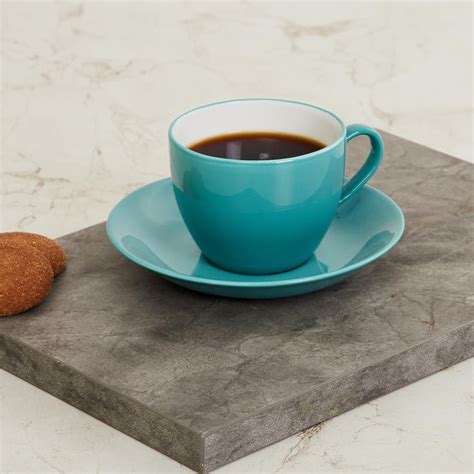 Buy Fiesta Conran Teal Blue Solid Bone China Cup and Saucer Set- 180 ml ...