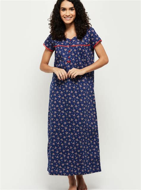 Buy Women Printed Regular Fit Nightgown Online at just Rs. 649.0 ...