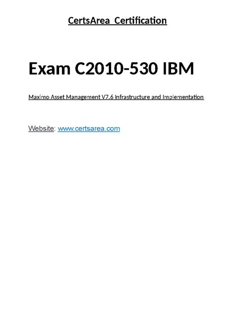 Exam C2010-530 IBM Maximo Asset Management V7.6 Infrastructure and ...