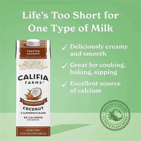 Califia Farms Toasted Coconut Almond Milk 32oz - Dairy-Free, Vegan ...