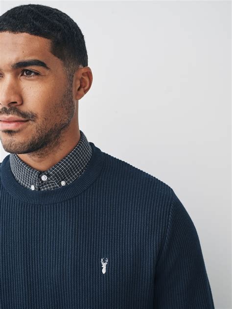 Buy Navy Blue Regular Fit Rib Texture Mock Shirt Jumper from Next India