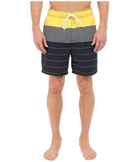Buy Nautica Men's Quick Dry Engineered Stripe Swim Trunk, Marigold ...