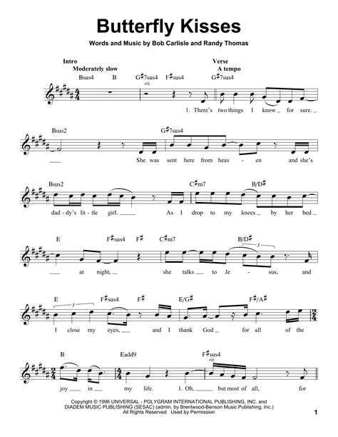 Butterfly Kisses (Pro Vocal) - Print Sheet Music Now