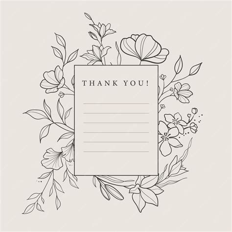 Danke banner-karte instagrams post mit blumen-strichzeichnungen | Premium-Vektor