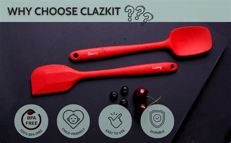 Buy Clazkit Large Spatula & Large Spoon, Non-Stick Silicone Spatula Set ...