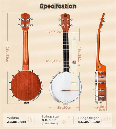 [available on Amazon]Vangoa VBU-20 Banjo Ukulele Concert 23 Inch 4 Str