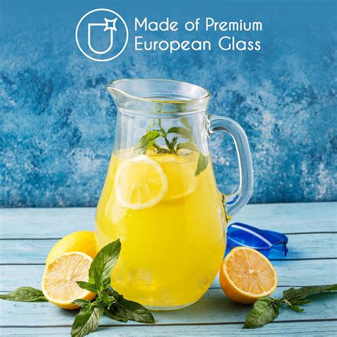 Buy CRYSTALIA Large Glass Jug, Glass Water Jug with Lid, 1800ml, 100% ...