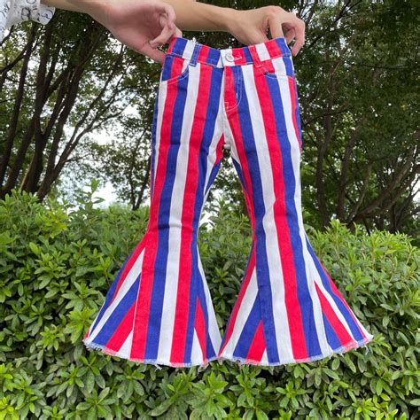 Kids,baby Bell Bottom Jeans,girl Flare July 4th Jeans,toddler Girl 4th ...