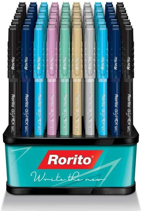 Rorito Glynex Blue Gel Set of 50 Pen Waterproof Ink Gel Writings Gel ...