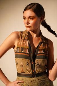 Buy Green Georgette Collared Aztec Print Sleeveless Bodysuit For Women ...