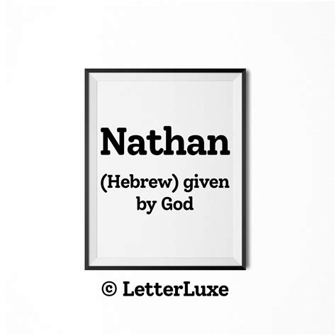 Nathan Name Meaning Sign, Nathan Gift, Printable Baby Shower Gift ...