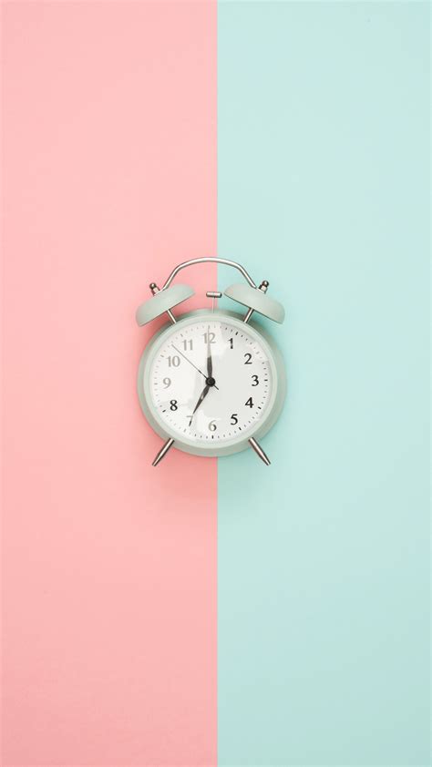Download wallpaper 2160x3840 alarm clock, minimalism, pink, pastel ...