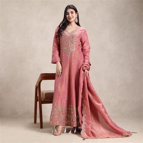 La Radi | Shimmer Fabric Anarkali With Mirror & Gotta Work – LARADI