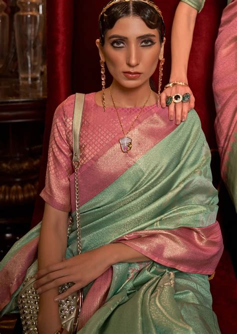 Mint Green Kanjivaram Silk Bridal Saree Online Shopping For Wedding ...