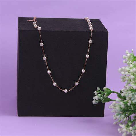 White Beads With Rose Gold Chain – Eri Silvers