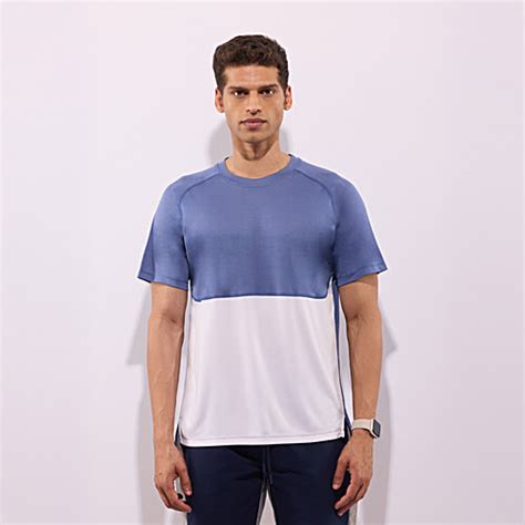 Buy Hoversoul Men's Blue & White Polyester Active Regular Fit T-Shirt ...
