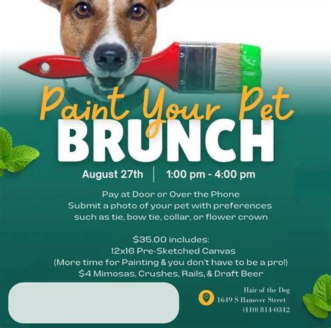 Paint Your Pet Brunch, Hair of the Dog Baltimore, 27 August 2023 ...