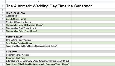 Best 23+ Wedding Schedule Excel Template Csv - Great Research