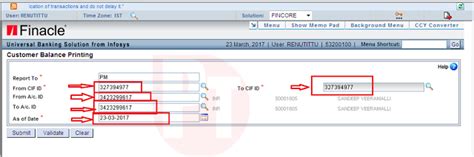 Procedure to take the customer balance printing in DOP Finacle