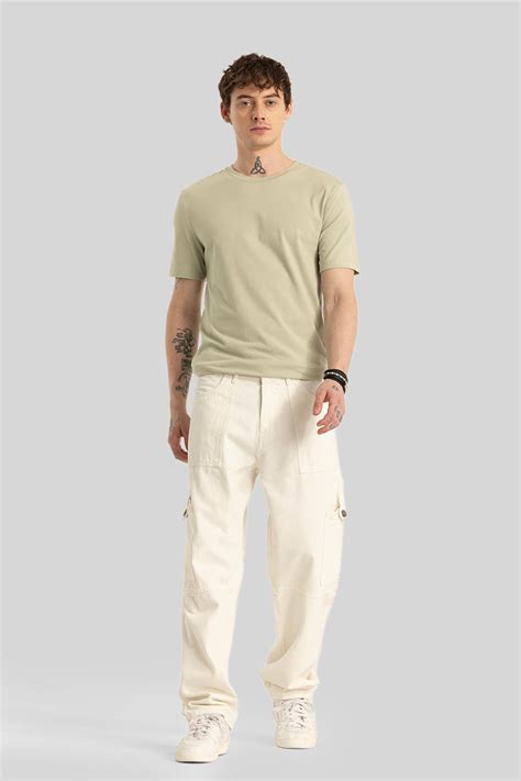 Buy Men's Emiliano Cream Plain Baggy Fit Jeans Online | Snitch – SNITCH