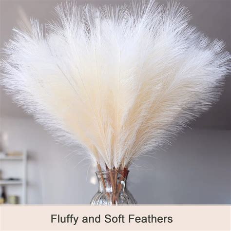Buy 6 Stems Artificial Pampas Grass,24 Fluffy Faux Pampas Grass, Pampas ...