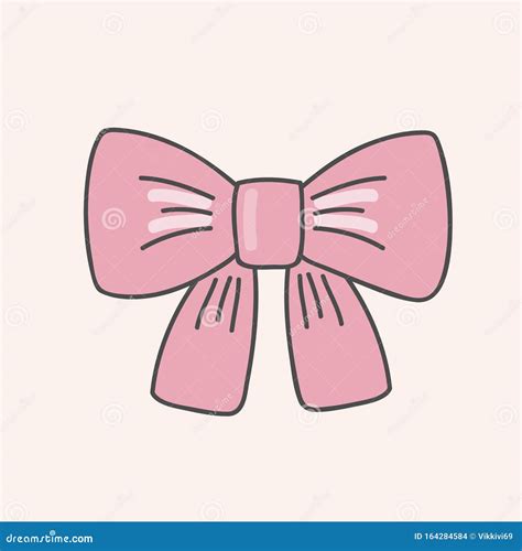 Pink Bow Drawing Charming Pink Bow Illustration Isolated On White