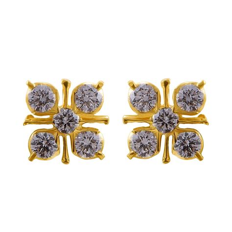 Joyalukkas 22k Yellow Gold and Diamond Stud Earrings : Amazon.in: Fashion