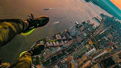 Wallpaper city, river, aerial view, legs, overview hd, picture, image