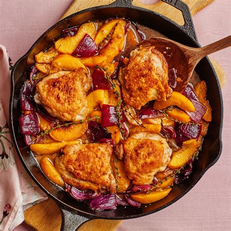 Skillet Chicken Thighs and Peaches Recipe | Bon Appétit