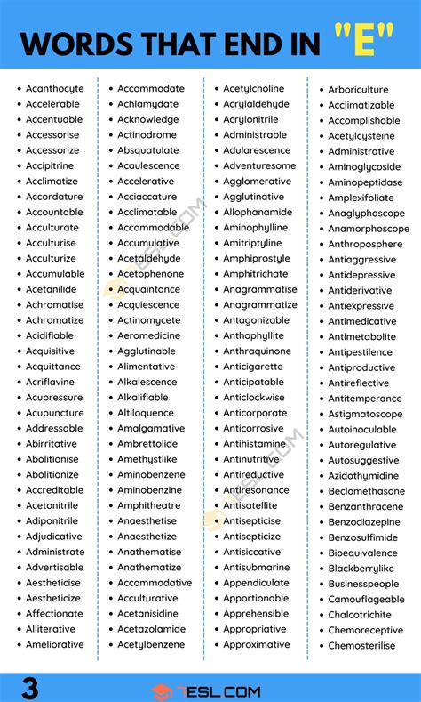 Words that End in E (1400+ English Words) • 7ESL