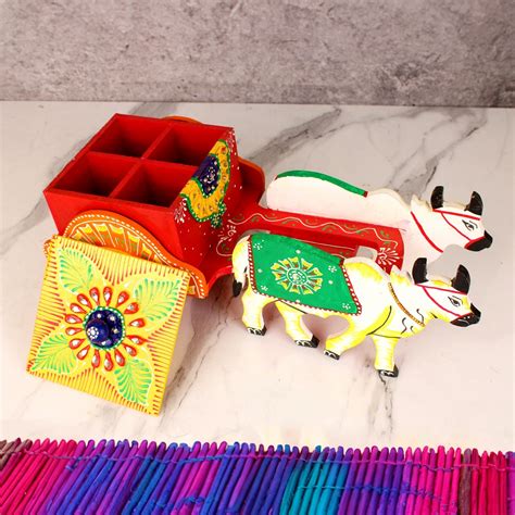 Wooden Bullock Cart Dry Fruit Box Set of 4 - Oxyroots Handicraft