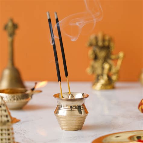 eCraftIndia Golden Matka Shape Brass Incense Stick Holder Agarbatti St