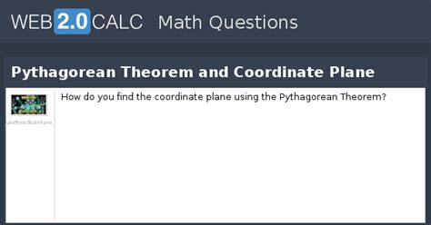 View question - Pythagorean Theorem and Coordinate Plane