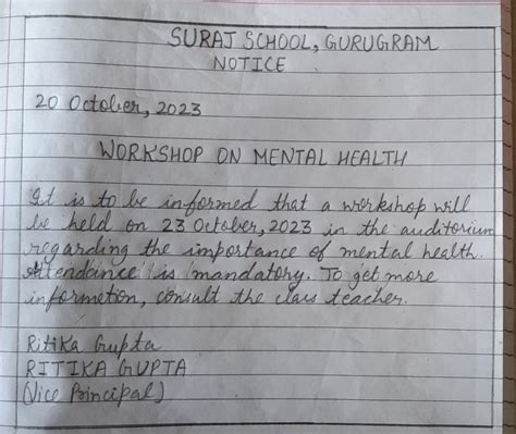 Write a noticed as the Vice principal of the school informing students ...