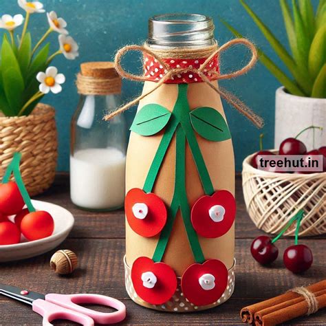 Cherry Bottle Decoration Ideas, Bottle Upcycle Craft Ideas