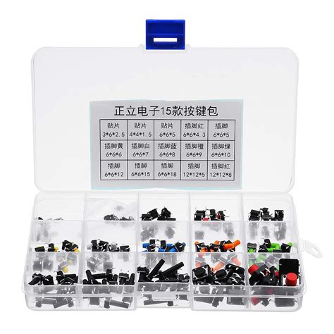 Buy Kungfu Mall 15 Types Tactile Push Button Switch Micro Switch DIP ...