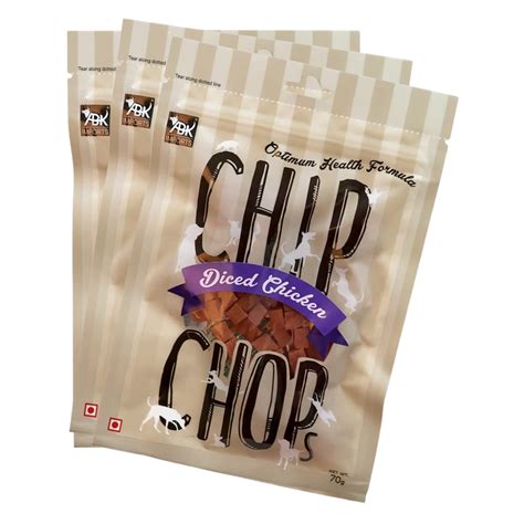 Chip Chops Dog Treats - Diced Chicken (70gm, Pack of 3) – Foodie Puppies