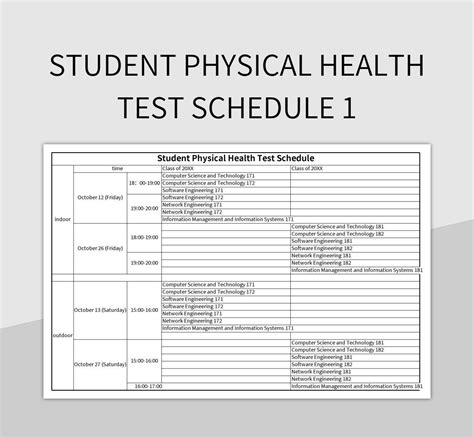 Student Physical Health Test Schedule 1 Excel Template And Google ...