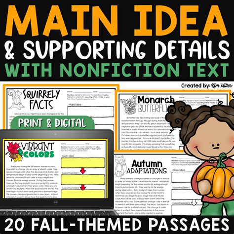 Main Idea & Supporting Details - Shine Speech Activities - Worksheets ...
