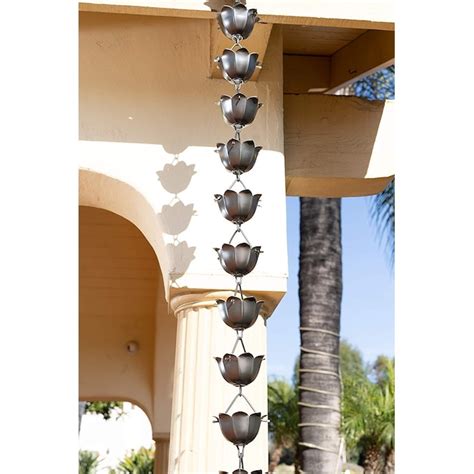 Monarch Rain Chains 8.5-ft Pewter Flower Rain Chains 18023 at Lowes.com