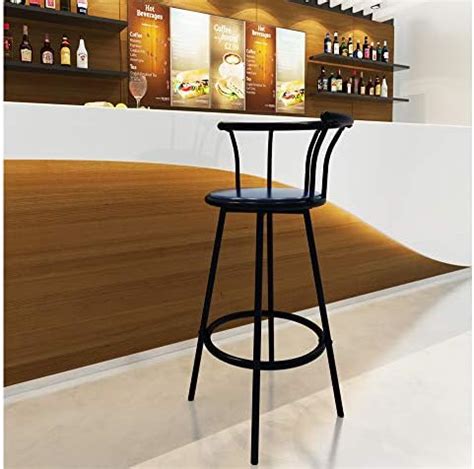 Nilkamal Bayern Leatherette Upholstered Rotating Seat Bar Stool | Black ...