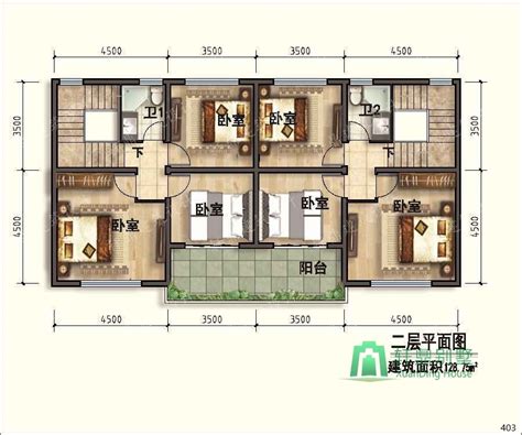 新中式二层自建房设计图，占地140平双拼别墅 - 双拼别墅设计图 - 轩鼎别墅图纸