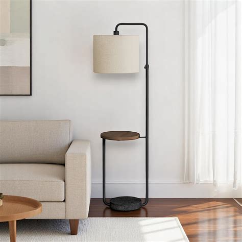 Latitude Run® Garvey 67"H Floor Lamp, Usb Port Included & Black Metal ...