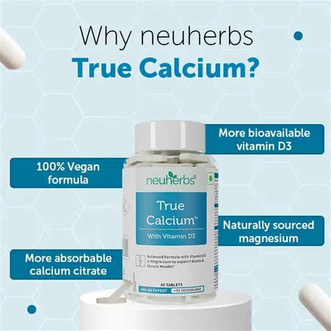True Calcium Tablets with Plant Vitamin D3 for Stronger Bones– Neuherbs