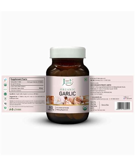 Boost Immunity with Just Jaivik Organic Garlic - 600mg, 60 Tabs (Pack of 2)