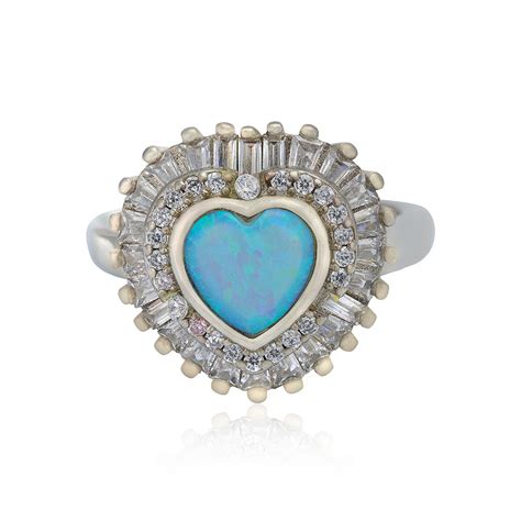 Tranquil Blue Heart Rhodium Plated Shimmering Stones Rings – Vendi