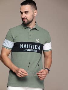 NAUTICA Typography, Colorblock Men Polo Neck Green T-Shirt - Buy ...