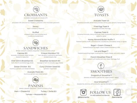 Menu for Bien Mérité Cafe, Bakery, and Restaurant in Corpus Christi, TX ...