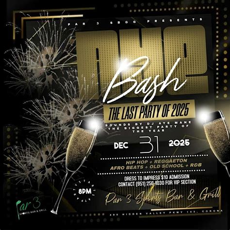 PAR 3 NYE BASH, Par 3 Sports Bar & Grill, Corona, 31 December 2025 ...