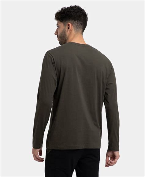 Buy Super Combed Cotton Rich Solid Round Neck Full Sleeve T-Shirt ...